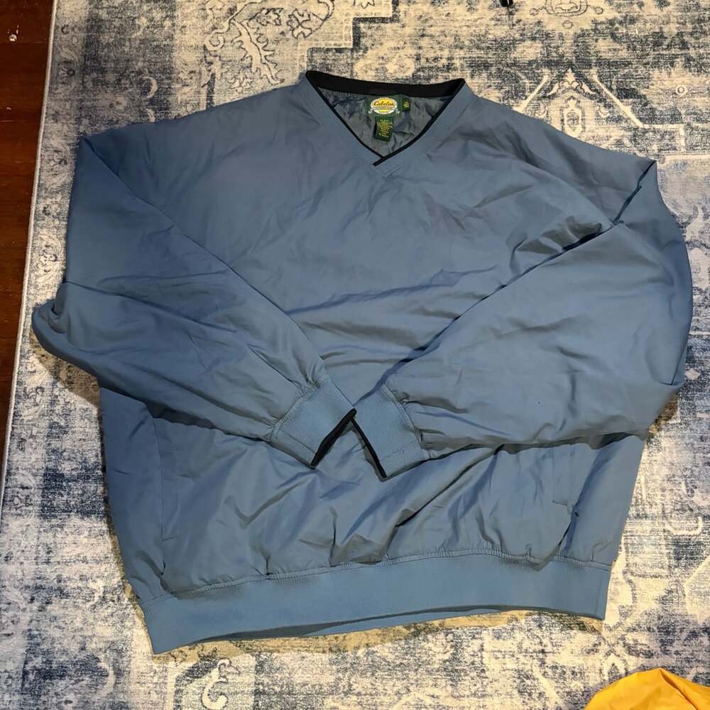 Cabelas V-Neck Windbreaker Pullover Jacket 2XL Tall Blue